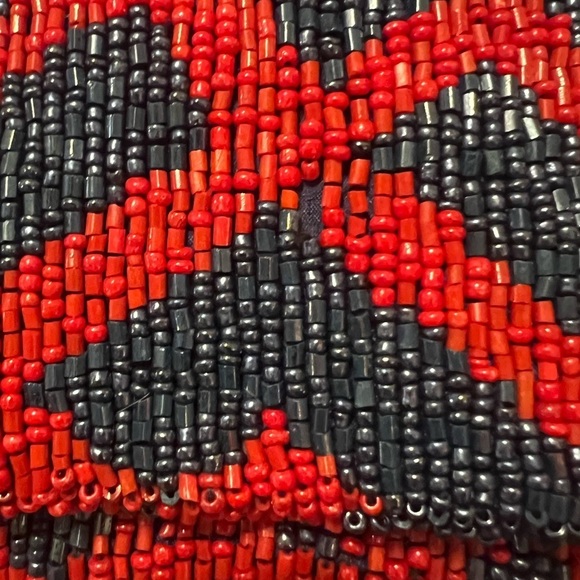 Moyna blue and red fully beaded clutch purse night out formal - Picture 6 of 6